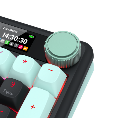 Redragon K768 PRO Wireless 100-Key Gasket Gaming Keyboard, Screen & Knob | Easy-Control LED Info Display + 8000mAh, 0-Delay Tri-Mode, Cushioned 5-Layer Noise Dampening for Creamy Thocky Sound, Practical 95% Size Green & Black