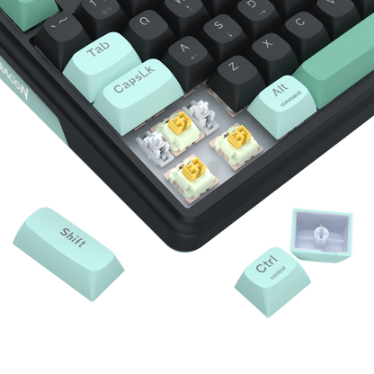 Redragon K768 PRO Wireless 100-Key Gasket Gaming Keyboard, Screen & Knob | Easy-Control LED Info Display + 8000mAh, 0-Delay Tri-Mode, Cushioned 5-Layer Noise Dampening for Creamy Thocky Sound, Practical 95% Size Green & Black