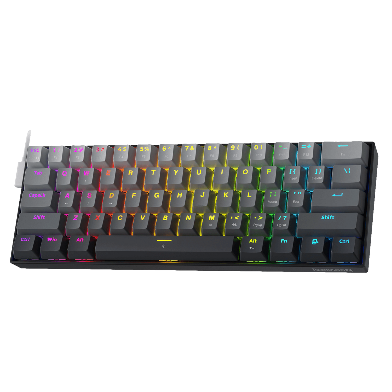 Redragon K617 Rapid Trigger Gaming Keyboard, 60% Wired Mechanical Keyboard w/ 8k Hz Polling Rate, Hyper-Fast 0.2mm Actuation Custom Magnetic Switch Adjustable via Software, Misty Grey
