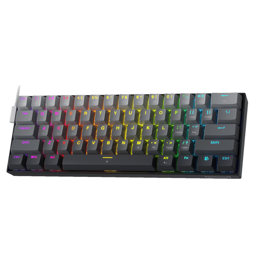 Redragon K617 Rapid Trigger Gaming Keyboard, 60% Wired Mechanical Keyboard w/ 8k Hz Polling Rate, Hyper-Fast 0.2mm Actuation Custom Magnetic Switch Adjustable via Software, Misty Grey