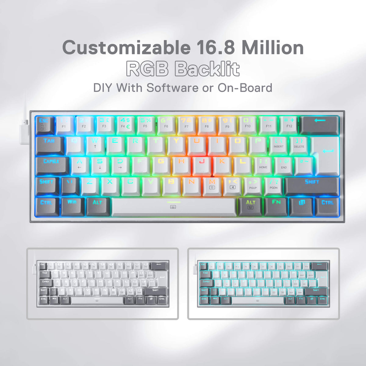 FIZZ K617 60% White & Grey UK QWERTY Compact Mechanical K..., image 6 of 7 - enlarged view