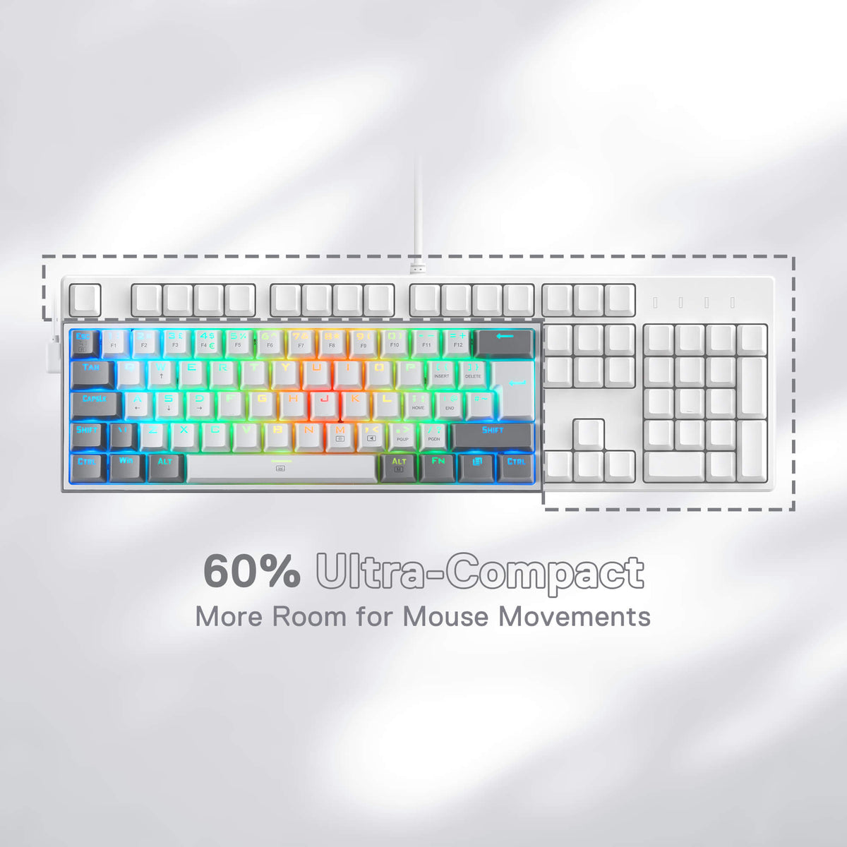 FIZZ K617 60% White & Grey UK QWERTY Compact Mechanical K..., image 4 of 7