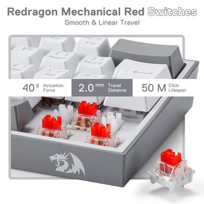 FIZZ K617 60% White & Grey UK QWERTY Compact Mechanical Keyboard - thumbnail 5