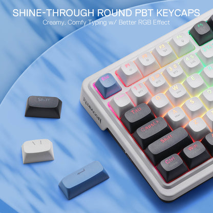 Redragon K719 Wireless Gasket Gaming Keyboard w/Hype Screen & Knob, 95 Keys Mechanical Keyboard, Easy-Control 1.14’’ TFT Info Display, 5-Layer Noise Dampener, Round PBT Keycaps, Mint Mambo Switch