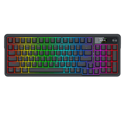 Redragon K719 Wireless Gasket Gaming Keyboard w/Hype Screen & Knob, 95 Keys Mechanical Keyboard, Easy-Control 1.14’’ TFT Info Display, 5-Layer Noise Dampening, Custom Linear Switch, Essential Black