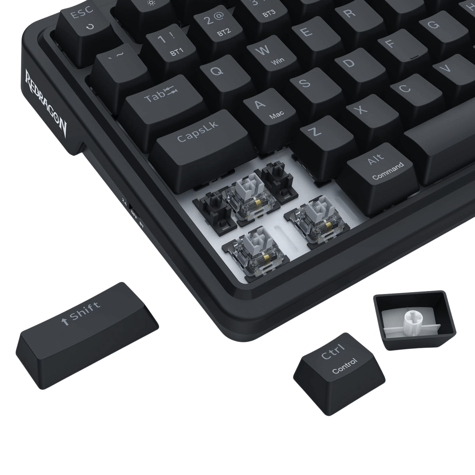 Redragon K719 Wireless Gasket Gaming Keyboard w/Hype Screen & Knob, 95 Keys Mechanical Keyboard, Easy-Control 1.14’’ TFT Info Display, 5-Layer Noise Dampening, Custom Linear Switch, Essential Black