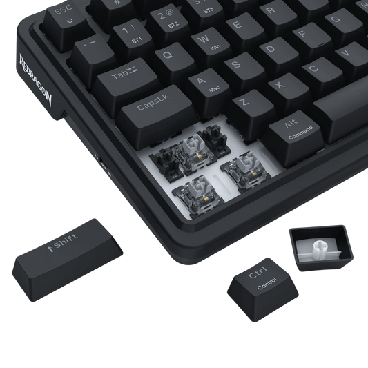 Redragon K719 Wireless Gasket Gaming Keyboard w/Hype Screen & Knob, 95 Keys Mechanical Keyboard, Easy-Control 1.14’’ TFT Info Display, 5-Layer Noise Dampening, Custom Linear Switch, Essential Black
