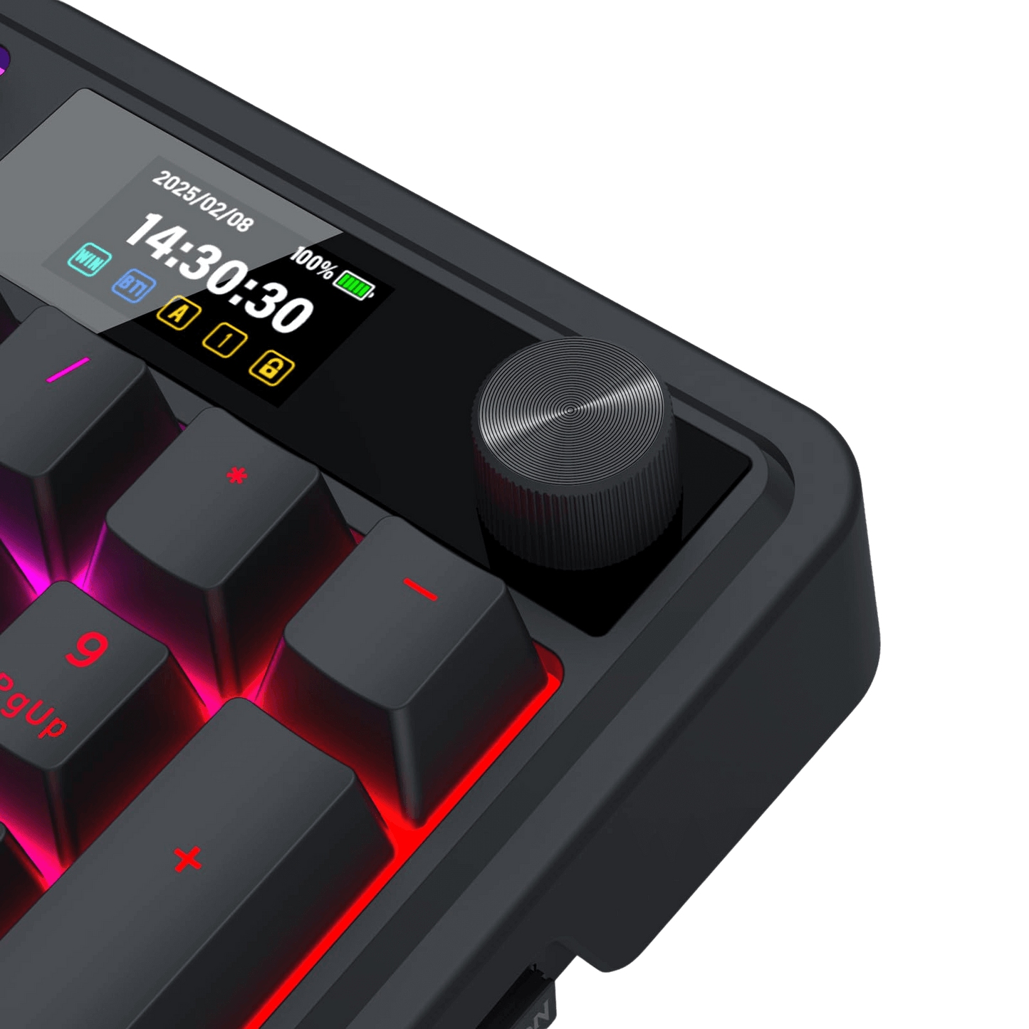 Redragon K719 Wireless Gasket Gaming Keyboard w/Hype Screen & Knob, 95 Keys Mechanical Keyboard, Easy-Control 1.14’’ TFT Info Display, 5-Layer Noise Dampening, Custom Linear Switch, Essential Black