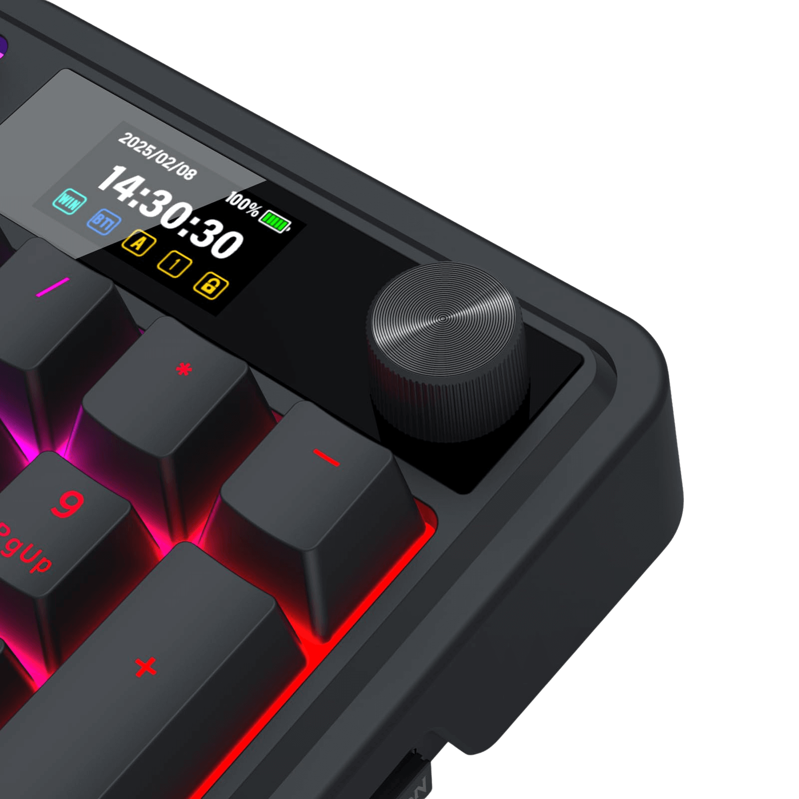 Redragon K719 Wireless Gasket Gaming Keyboard w/Hype Screen & Knob, 95 Keys Mechanical Keyboard, Easy-Control 1.14’’ TFT Info Display, 5-Layer Noise Dampening, Custom Linear Switch, Essential Black