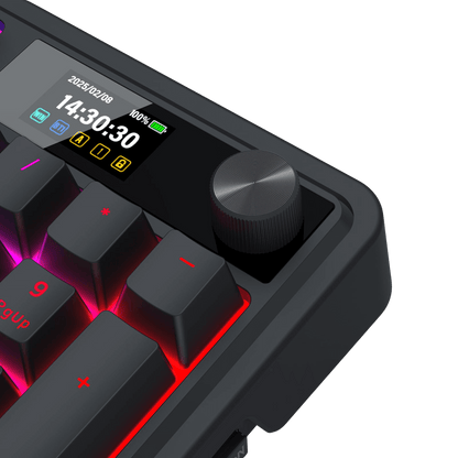 Redragon K719 Wireless Gasket Gaming Keyboard w/Hype Screen & Knob, 95 Keys Mechanical Keyboard, Easy-Control 1.14’’ TFT Info Display, 5-Layer Noise Dampening, Custom Linear Switch, Essential Black