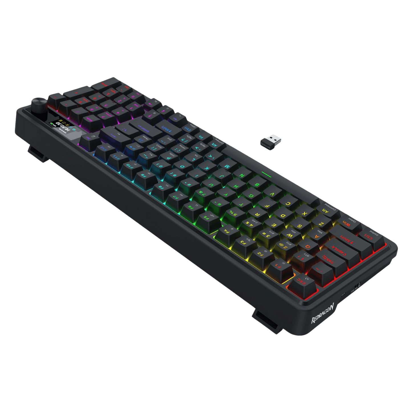 Redragon K719 Wireless Gasket Gaming Keyboard w/Hype Screen & Knob, 95 Keys Mechanical Keyboard, Easy-Control 1.14’’ TFT Info Display, 5-Layer Noise Dampening, Custom Linear Switch, Essential Black