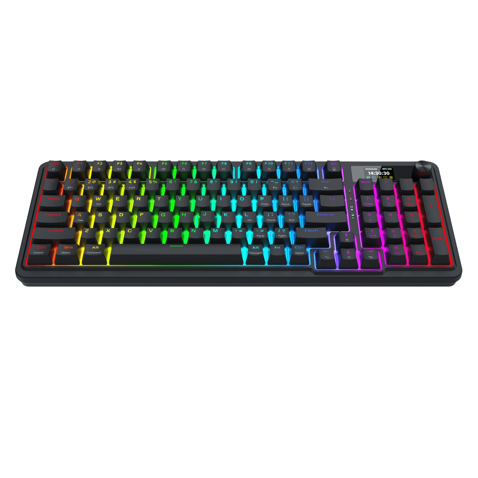 Redragon K719 Wireless Gasket Gaming Keyboard w/Hype Screen & Knob, 95 Keys Mechanical Keyboard, Easy-Control 1.14’’ TFT Info Display, 5-Layer Noise Dampening, Custom Linear Switch, Essential Black