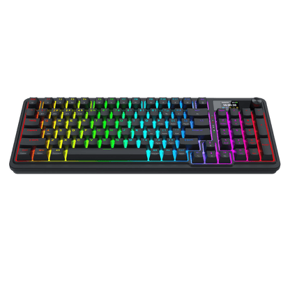 Redragon K719 Wireless Gasket Gaming Keyboard w/Hype Screen & Knob, 95 Keys Mechanical Keyboard, Easy-Control 1.14’’ TFT Info Display, 5-Layer Noise Dampening, Custom Linear Switch, Essential Black