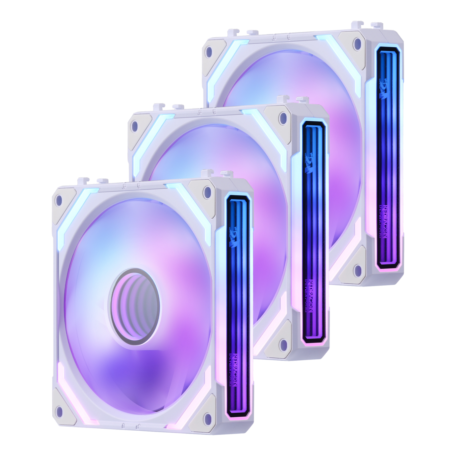 Redragon GCF012 Reverse 120mm PC Case Fan, Daisy-Chain Connection, 5V 3Pin ARGB Lighting, 4 Pin PWM Case Fan, for Radiator/Computer Case Cooling, 120x120x25mm, 3 Pack, Black