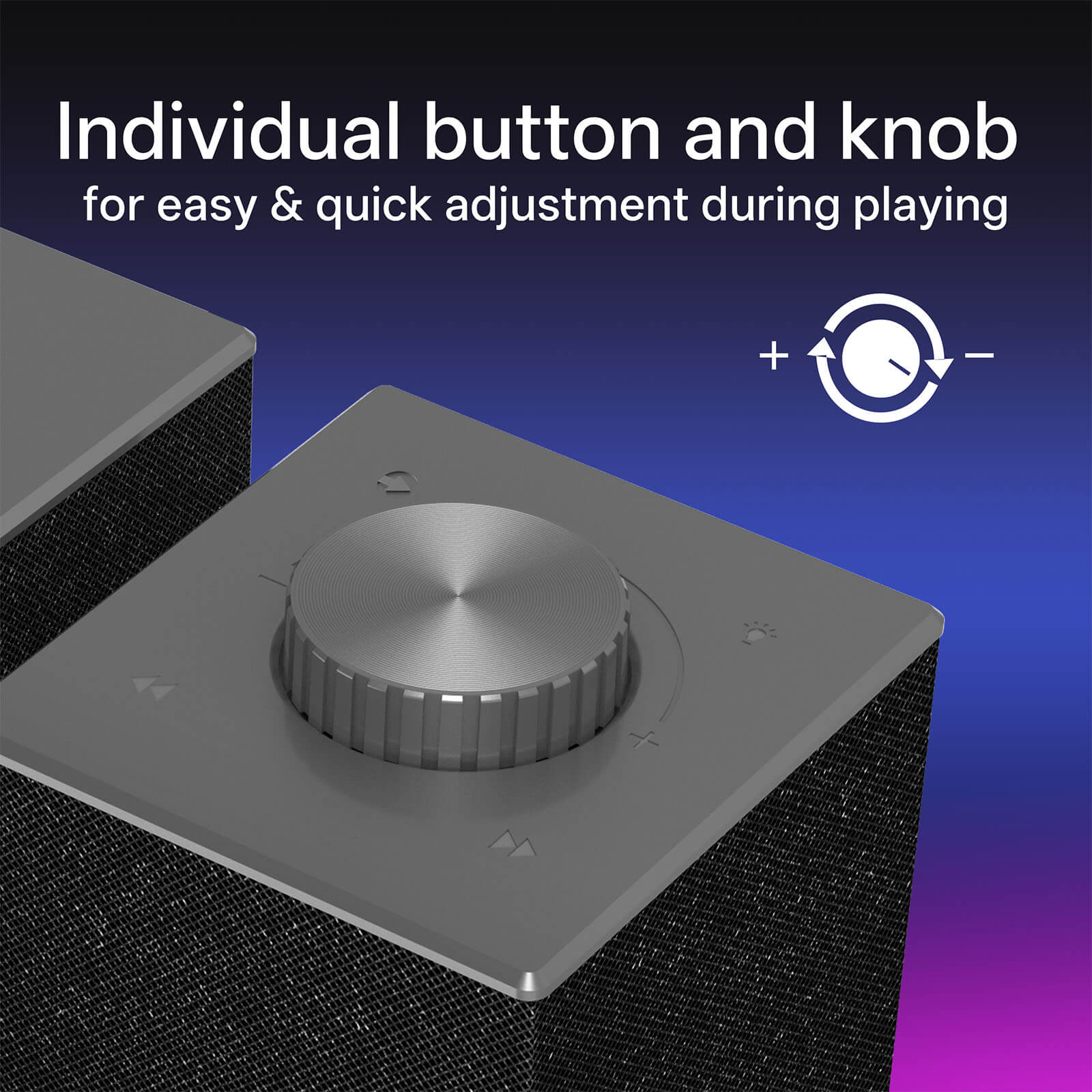 Speaker with a knob for adjustment on a gradient background
