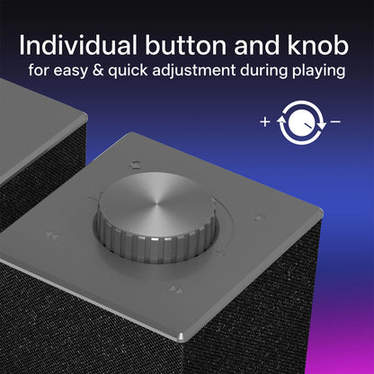 Speaker with a knob for adjustment on a gradient background