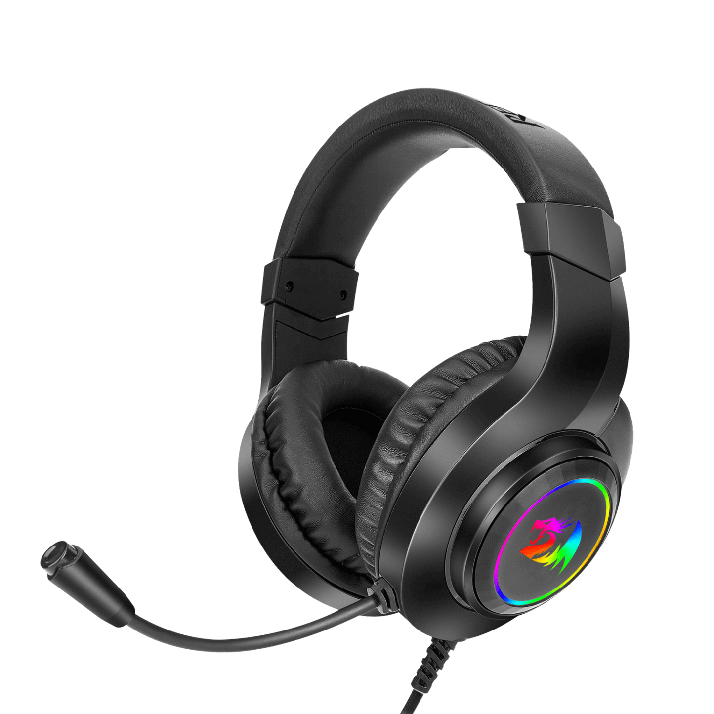 Redragon H260 Hylas Wired Gaming Headset, 50 mm Drivers, Stereo Surround Sound, Noise-Canceling Microphone, Dynamic RGB Backlight, Over-Ear Headphones Works for PC/PS4/XBOX ONE/NS, Black