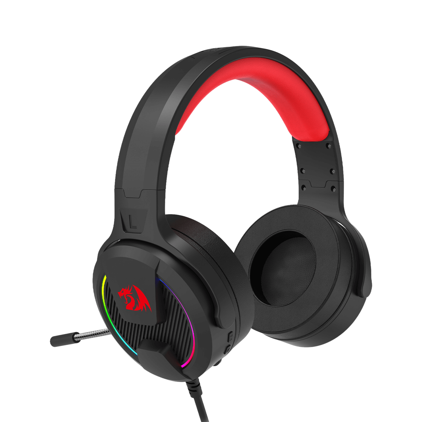 Redragon H315 RGB Gaming Headset - Wired Computer Headset with 40mm Drivers, Noise-Canceling Microphone, USB Connection, Lightweight Design, and Soft PU Leather Ear Cushions for Ultimate Comfort