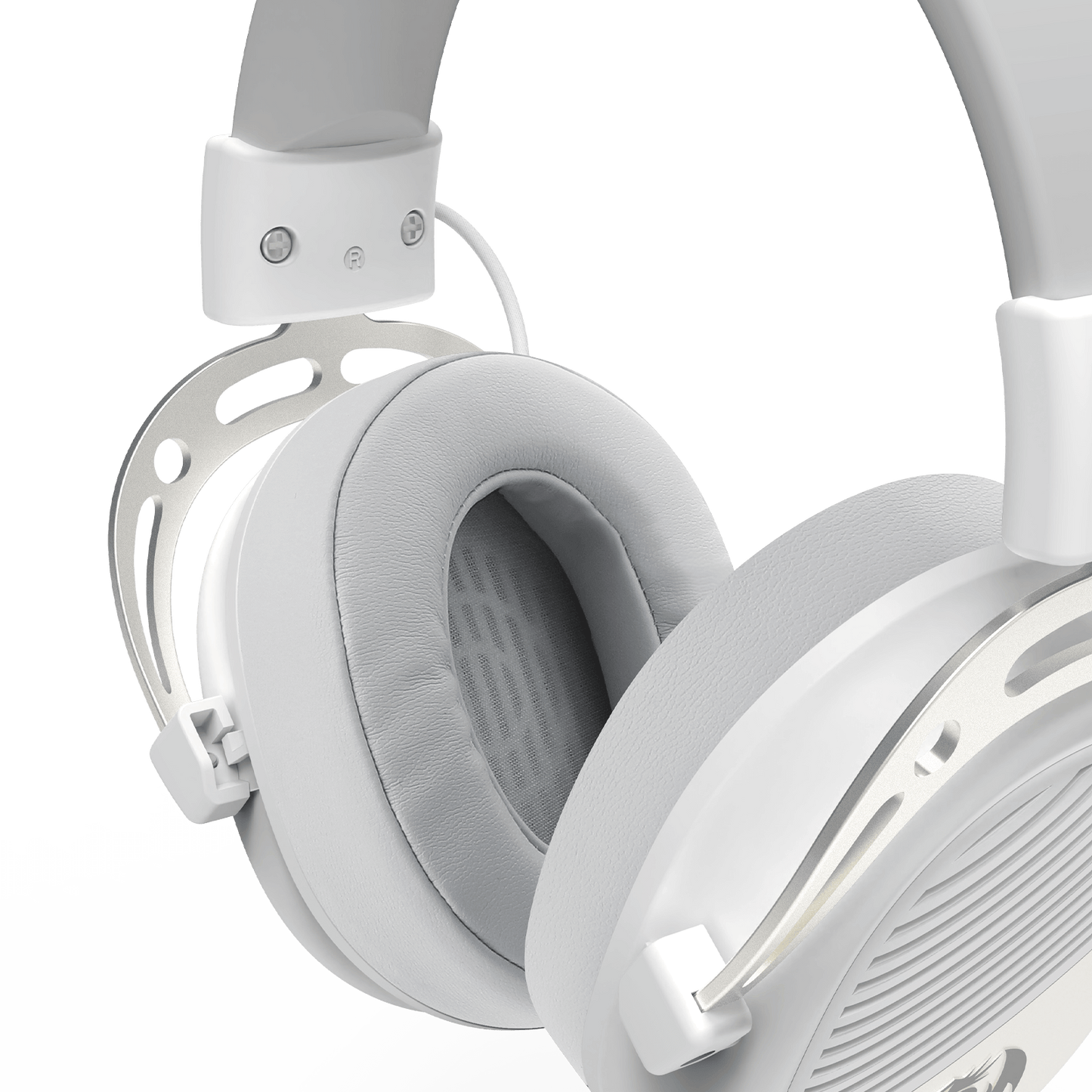 Redragon H730 USB Wired Gaming Headset - 53mm Drivers, 360° Spatial Sound, Detachable Noise-Canceling Microphone, Magnetic Replaceable Ear Cushions, Over-Ear Headphones Works for PC/PS4/PS5, White