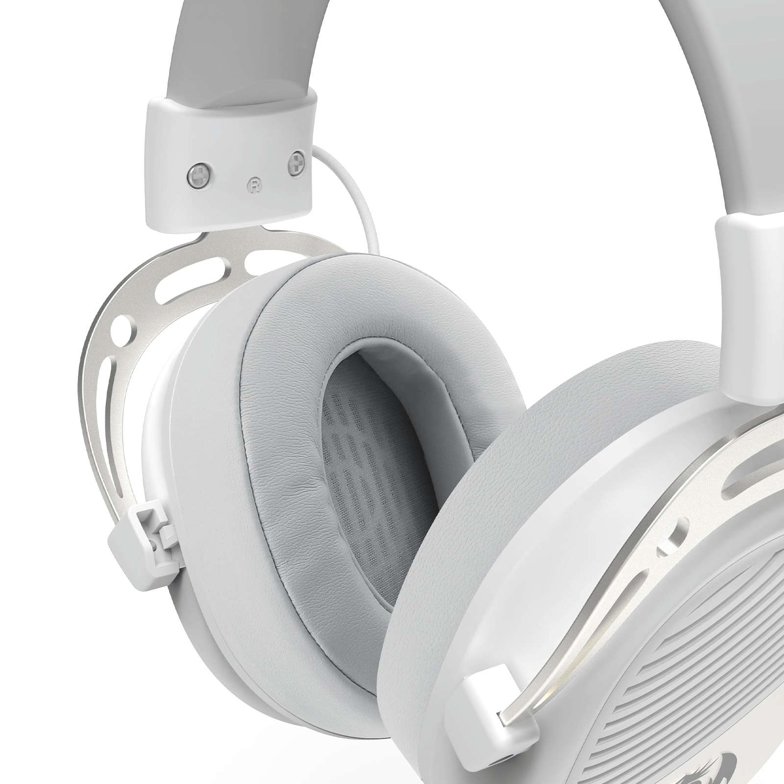 Redragon H730 USB Wired Gaming Headset - 53mm Drivers, 360° Spatial Sound, Detachable Noise-Canceling Microphone, Magnetic Replaceable Ear Cushions, Over-Ear Headphones Works for PC/PS4/PS5, White