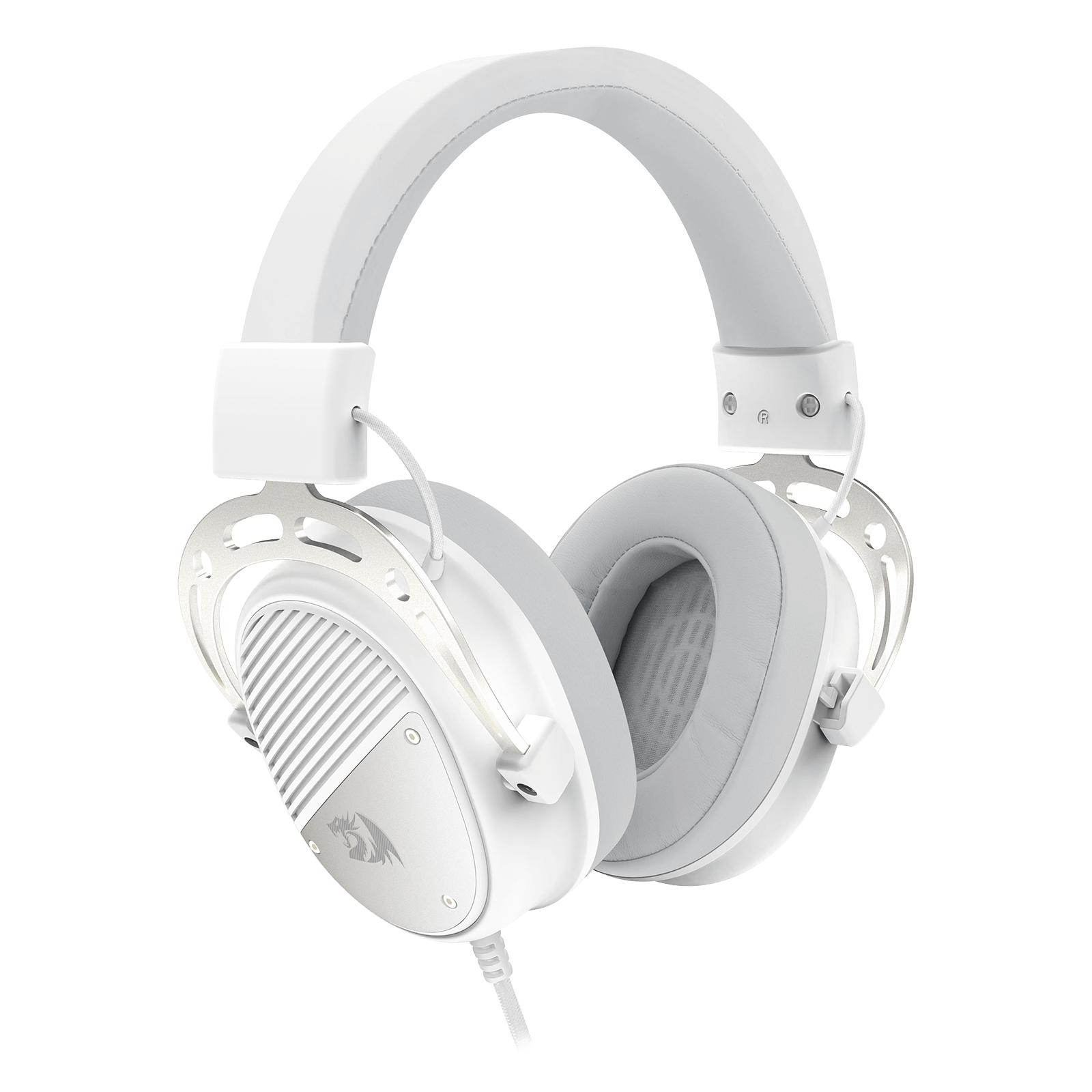 Redragon H730 USB Wired Gaming Headset - 53mm Drivers, 360° Spatial Sound, Detachable Noise-Canceling Microphone, Magnetic Replaceable Ear Cushions, Over-Ear Headphones Works for PC/PS4/PS5, White