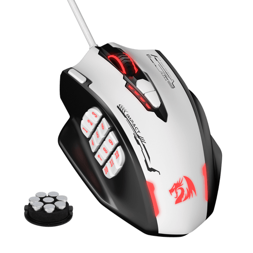Redragon M908 Impact RGB LED MMO Gaming Mouse with 12 Side Buttons, Optical Wired Ergonomic Mouse with Max 24,000DPI, High Precision, 18 Programmable Macro Shortcuts, Comfort Grip