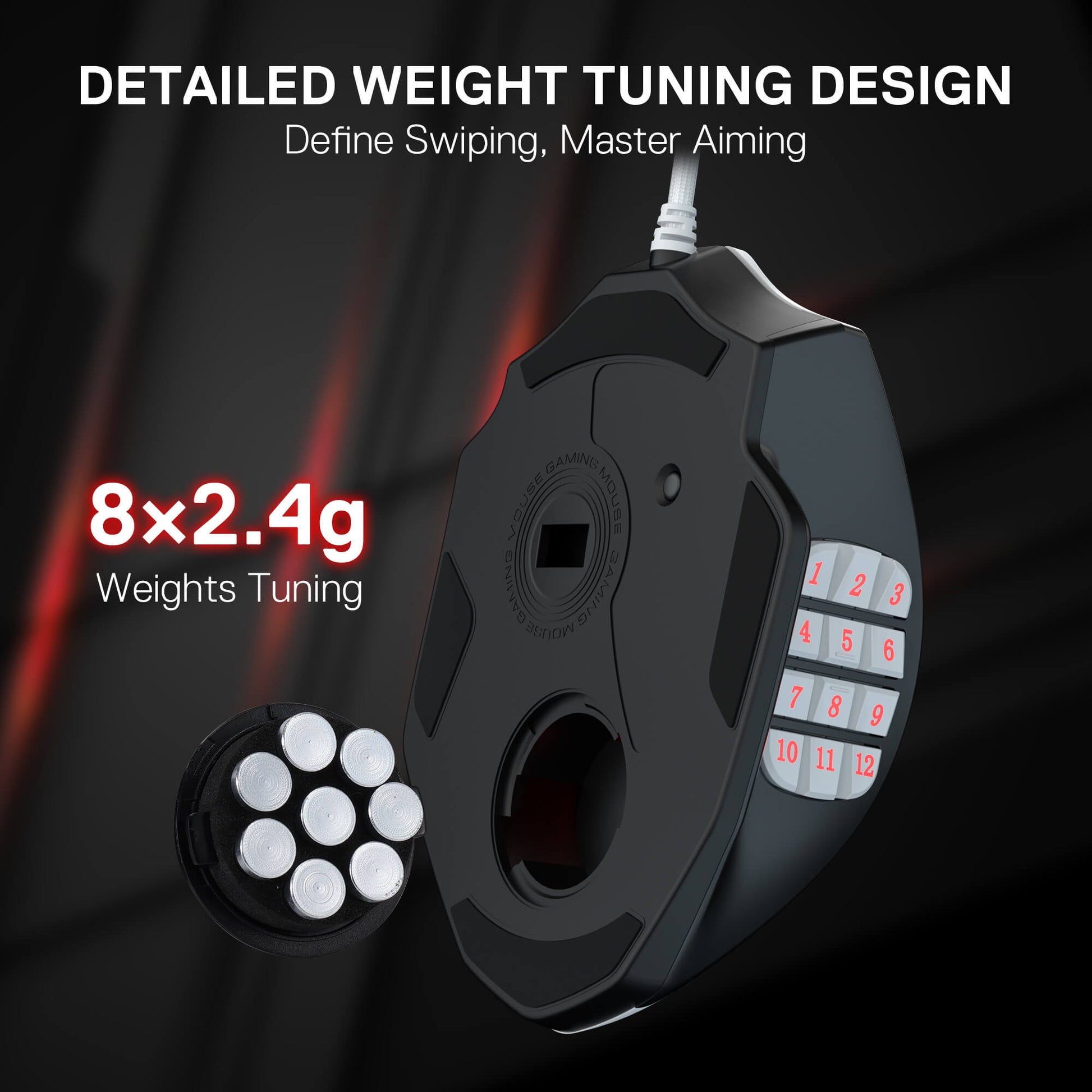 Redragon M908 Impact RGB LED MMO Gaming Mouse with 12 Side Buttons, Optical Wired Ergonomic Mouse with Max 24,000DPI, High Precision, 18 Programmable Macro Shortcuts, Comfort Grip