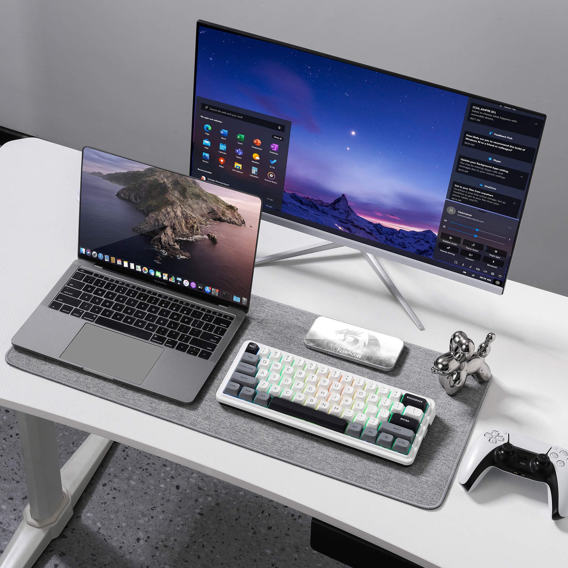 Redragon K722 PRO 60% Wireless Gasket RGB Gaming Keyboard, 61 Keys Hot-Swap Compact Mechanical Keyboard w/Free-Mod Socket, 5-Layer Noise Dampening & Round PBT Keycaps, Quiet Custom Linear Switch