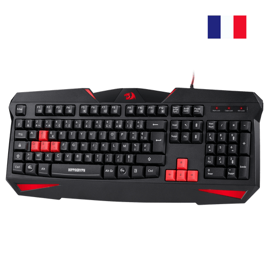 Redragon K301 Clavier Gaming AZERTY FR, Clavier à Membrane, 12 Touches Multimédia, Anti-Ghosting, Touches Échangeables, Lumière Rouge, Résistant aux Éclaboussures, USB, Compatible Windows
