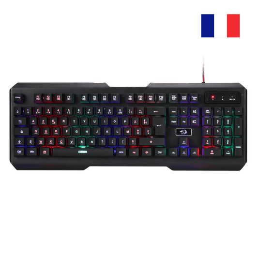 Redragon K506 Clavier gaming filaire à membrane éclairage LED arc-en-ciel, résistant à la poussière, clavier USB silencieux, 19 touches anti-ghosting, durable, AZERTY FR - PC/Ordinateur portable, Noir