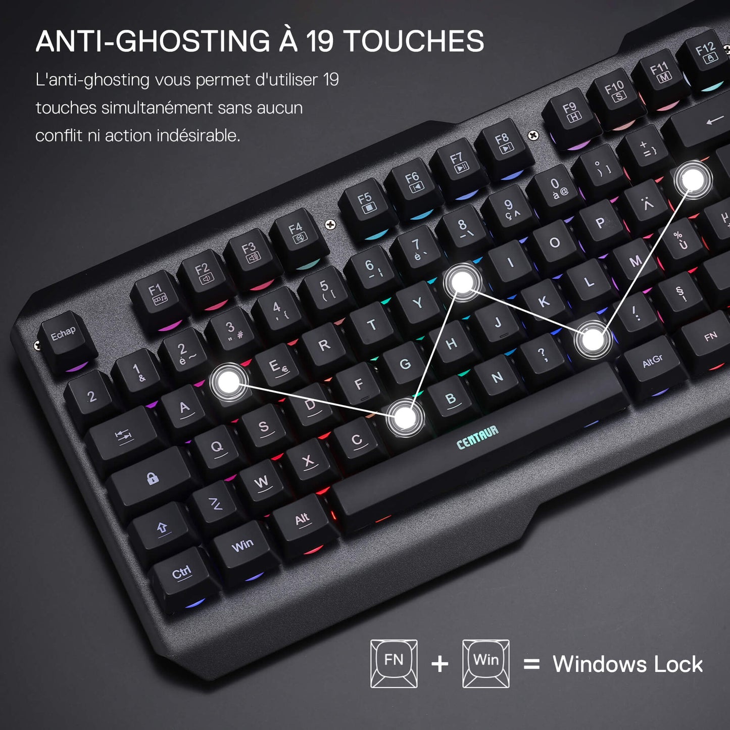 Mechanical keyboard with anti-ghosting feature on a dark background