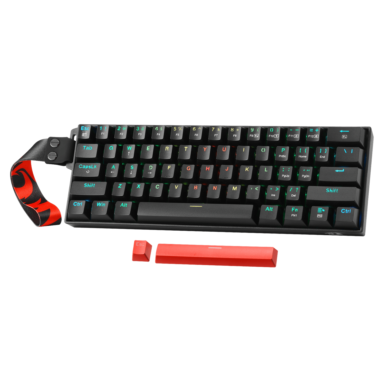 Redragon K530 Pro 60% 3-Mode Wireless RGB Mechanical Keyboard, 61 Keys Hot-Swappable Compact Gaming Keyboard w/Portable Strap, Hot-Swap Socket, 2-Layer Foam & Custom Dragon Chant Linear Switch
