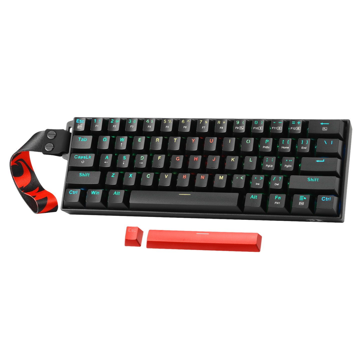 Redragon K530 Pro 60% 3-Mode Wireless RGB Mechanical Keyboard, 61 Keys Hot-Swappable Compact Gaming Keyboard w/Portable Strap, Hot-Swap Socket, 2-Layer Foam & Custom Dragon Chant Linear Switch