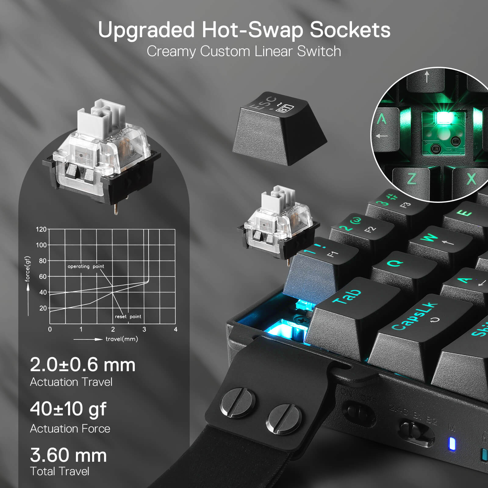 Redragon K530 Pro 60% 3-Mode Wireless RGB Mechanical Keyboard, 61 Keys Hot-Swappable Compact Gaming Keyboard w/Portable Strap, Hot-Swap Socket, 2-Layer Foam & Custom Dragon Chant Linear Switch