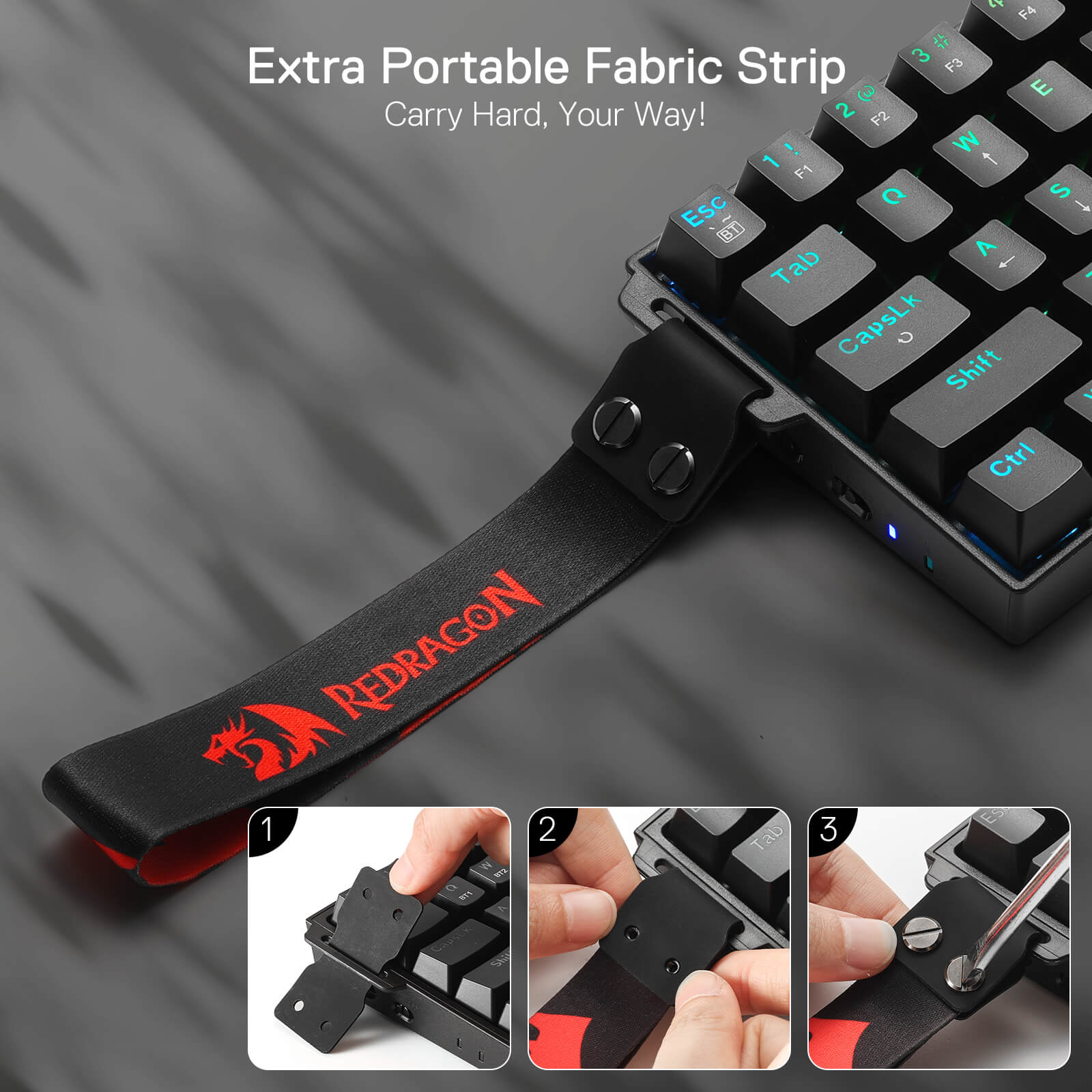 Redragon K530 Pro 60% 3-Mode Wireless RGB Mechanical Keyboard, 61 Keys Hot-Swappable Compact Gaming Keyboard w/Portable Strap, Hot-Swap Socket, 2-Layer Foam & Custom Dragon Chant Linear Switch
