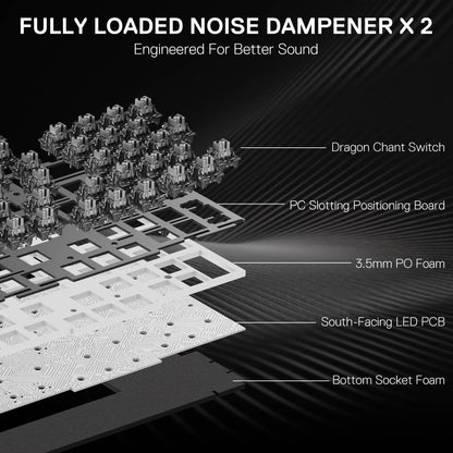Redragon K556 PRO 104 Keys Wireless RGB Gaming Keyboard, Tri-Mode Aluminum Mechanical Keyboard w/Noise Dampening Layers, Hot-Swap South-Facing RGB Socket, Gradient PBT Keycaps & Custom Linear Switch