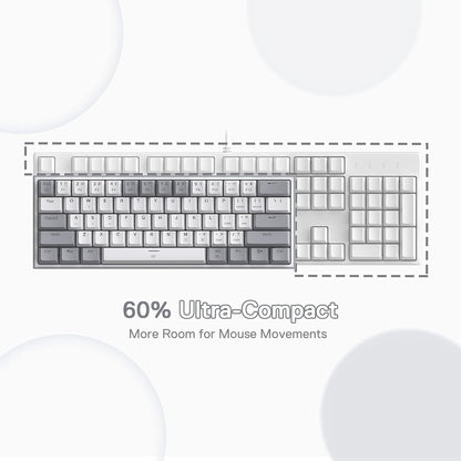 Redragon K617 Fizz 60% Wired RGB Gaming Keyboard, 61 Keys Hot-Swap Compact Mechanical Keyboard w/White and Grey Color Keycaps, Linear Red Switch, Pro Driver/Software Supported