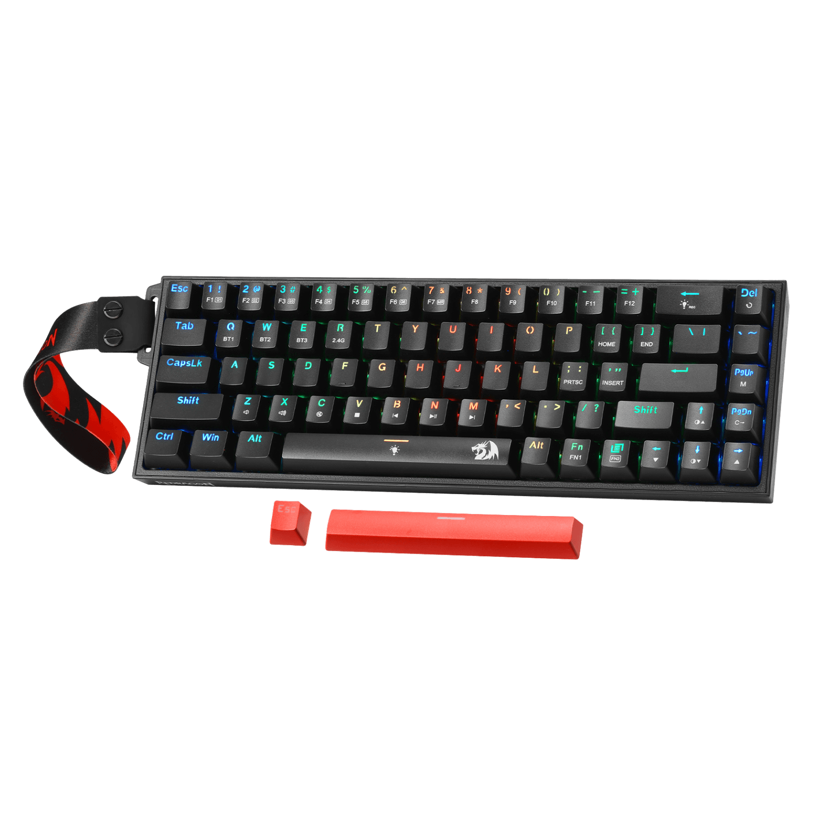 Redragon K631 PRO 65% 3-Mode Wireless RGB Gaming Keyboard, 68 Keys Hot-Swappable Compact Mechanical Keyboard w/Hot-Swap Free-Mod PCB Socket & Portable Strap, Custom Dragon Chant Linear Switch