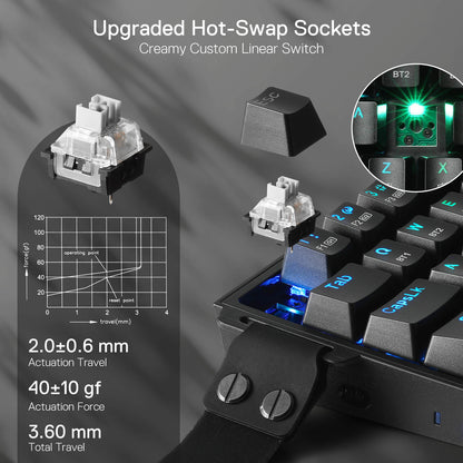 Redragon K631 PRO 65% 3-Mode Wireless RGB Gaming Keyboard, 68 Keys Hot-Swappable Compact Mechanical Keyboard w/Hot-Swap Free-Mod PCB Socket & Portable Strap, Custom Dragon Chant Linear Switch