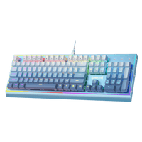 104 Keys blue Wired Mechanical Keyboard w/Weighted Aluminum Frame