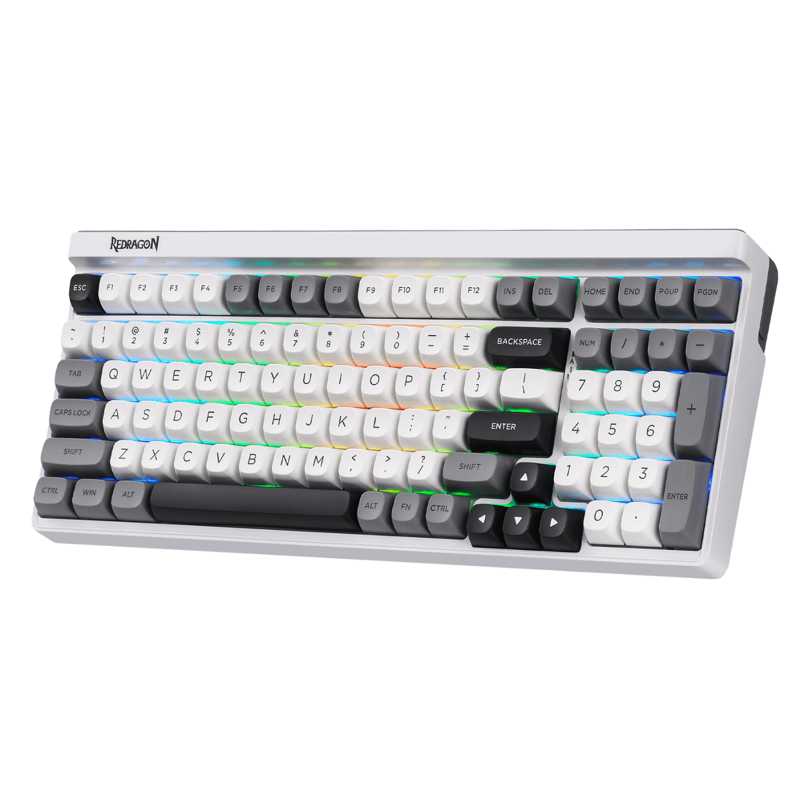 Redragon K656 PRO 3-Mode Wireless RGB Gaming Keyboard, 100 Keys Mechanical Keyboard w/Hot-Swappable Socket, 3 Noise Dampening Layers, PBT Round Keycaps & Custom Linear Switch, Moondust Gray