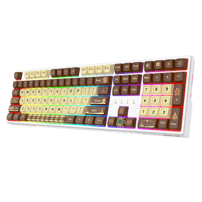 Redragon K668 Xmas Wired Gasket RGB Gaming Keyboard, 108 Keys Mechanical Keyboard w/Extra 4 Hotkeys, Upgraded Hot-swappable Socket, Sound Absorbing Foam, Christmas Gingerbread Man Themed Cute Keycaps