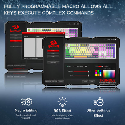 Redragon K668 Xmas Wired Gasket RGB Gaming Keyboard, 108 Keys Mechanical Keyboard w/Extra 4 Hotkeys, Upgraded Hot-swappable Socket, Sound Absorbing Foam, Christmas Gingerbread Man Themed Cute Keycaps