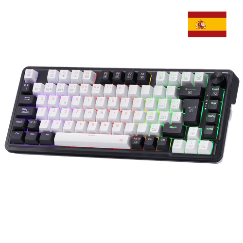 Redragon K673 Pro Teclado mecánico, diseño ES, RGB, 2,4 GHz/BT/con Cable, interruptores Rojos, Blanco y Negro