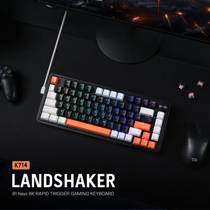 Redragon K714 Rapid Trigger HE Gaming Keyboard, 75% 81 Keys Wired Mechanical Keyboard w/Hyper-Fast Actuation Magnetic Switch, Actuation Point Adjustable, 8K Hz Polling Rate, Dedicated Control Knob
