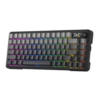 Redragon K724 PRO Wireless Gasket Gaming Keyboard w/Hype Screen & Knob, 81-Key Mechanical Keyboard, Easy-Control 1.14’’ TFT Info Display, 5-Layer Noise Dampening, Custom Linear Switch, Black | Show
