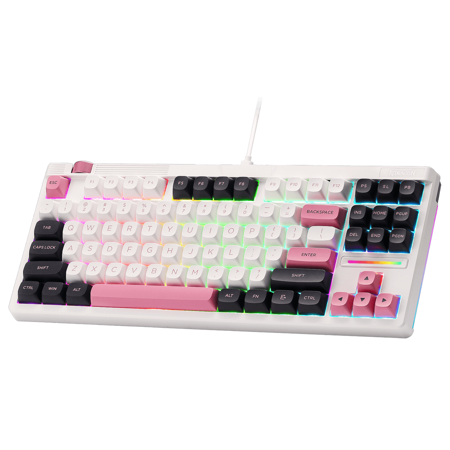 Redragon K729 80% Wired Gasket RGB Gaming Keyboard, 87 Keys TKL Mechanical Keyboard w/Knob Control, Mix-Color PBT Keycaps, Hot-Swap South-Facing Socket & 5-Layer Dampener, Custom Linear Switch