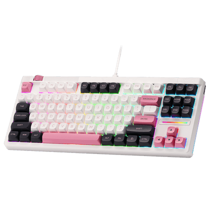 Redragon K729 80% Wired Gasket RGB Gaming Keyboard, 87 Keys TKL Mechanical Keyboard w/Knob Control, Mix-Color PBT Keycaps, Hot-Swap South-Facing Socket & 5-Layer Dampener, Custom Linear Switch