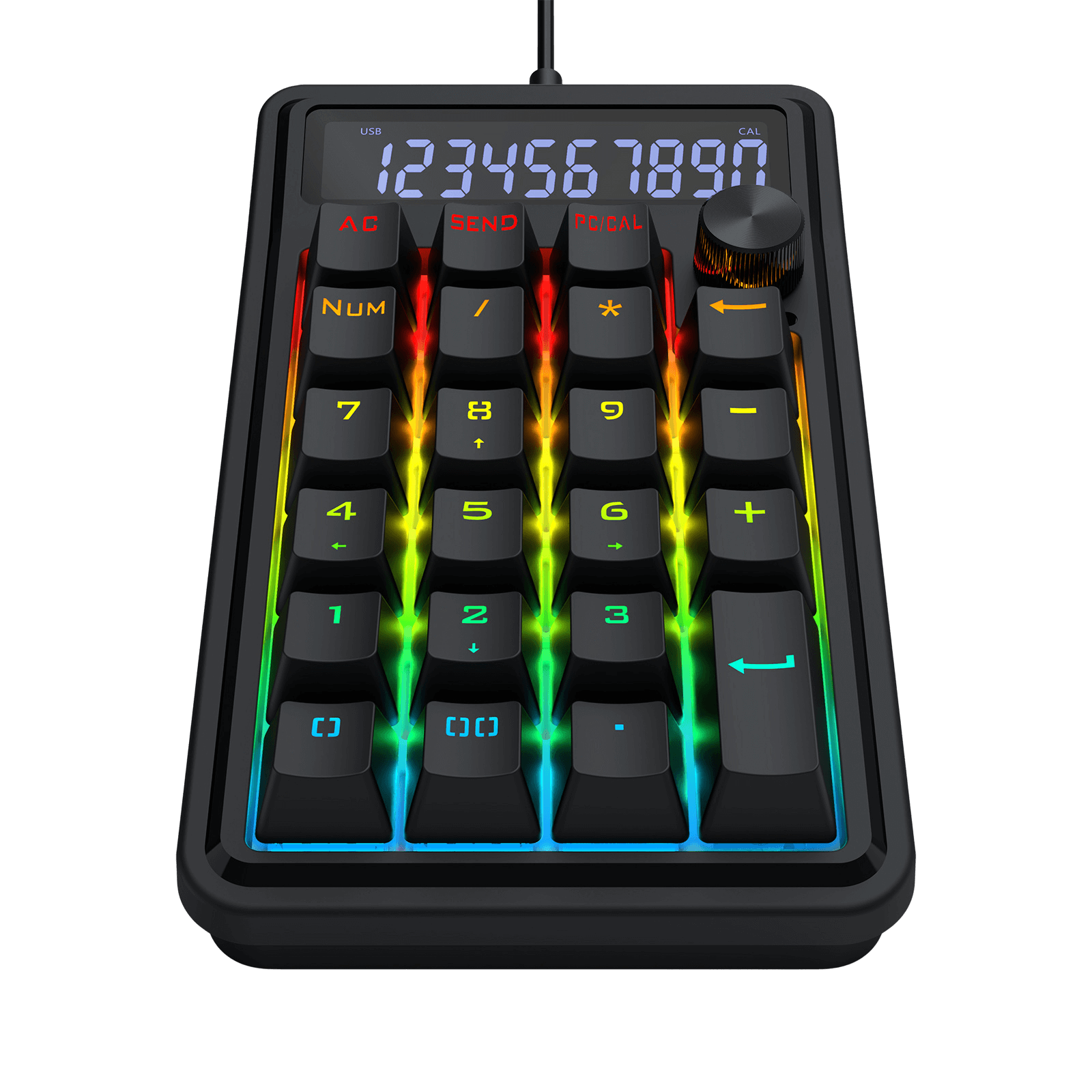 Redragon Numeric keypad with colorful backlighting on a black background