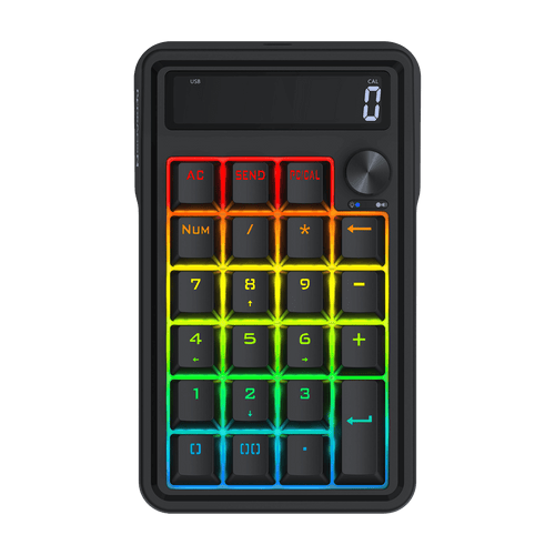 Redragon K733 PRO Wireless Gasket RGB Number Pad, 22 Keys Mechanical Numpad w/PC & Calculate Modes, 10 Digits Calculator Display, Knob Control, 5-Layer Noise Dampening, Creamy Custom Linear Switch